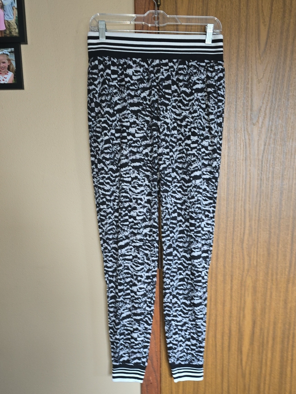 Fabletics Black and White Printed Track Joggers